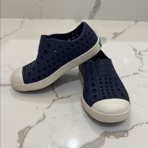 Native Shoes Jefferson Slip-On Shoe in Regatta Blue/Shell White in C7